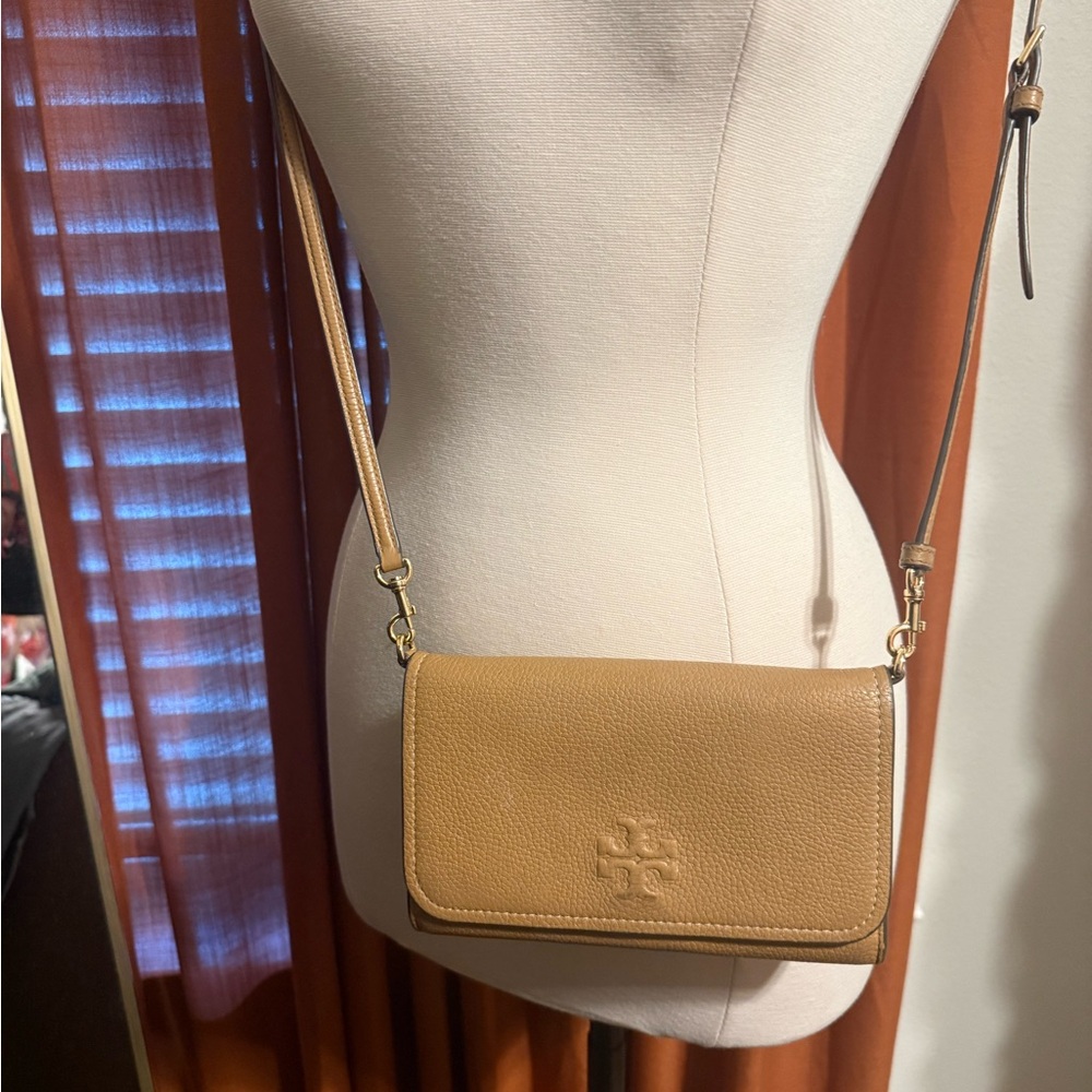 Tory Burch Camel Leather Crossbody Bag